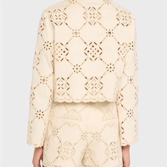 Veronica Beard Adelaide Scalloped Eyelet-Embroidered Jacket - Picture 3 of 9